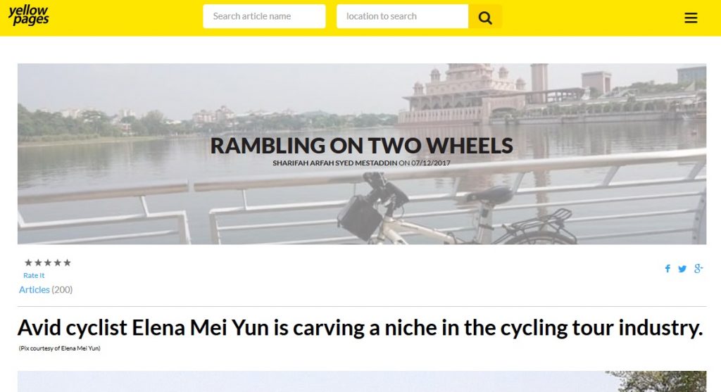 Avid cyclist Elena Mei Yun is carving a niche in the cycling tour industry
